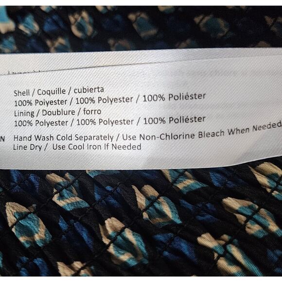 BAND OF THE FREE BOG L Dress Genevieve Teal Diamond Smocked Back Fit & Flare NEW - Picture 5 of 11